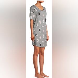 Secret Treasures Gray Multi Cat Print Nightshirt Mid-length Women's 2X-3X